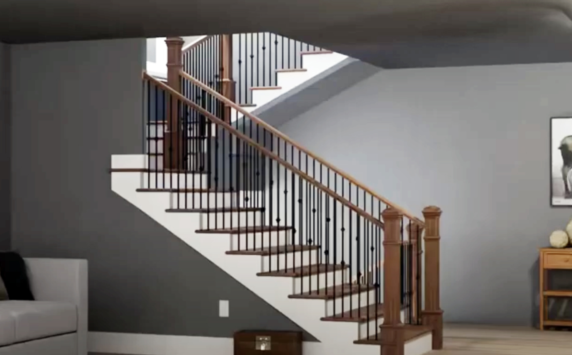 Wood staircase 360° lifestyle scene